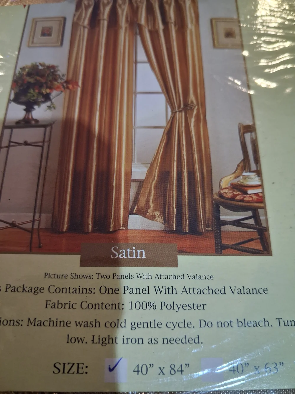 Satin Window Curtain Panel in Gold